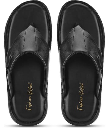 Fashion Victim Black Men's Leather Slipper
