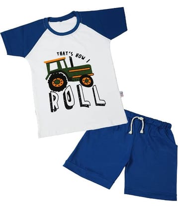 CATCUB Pack of 1 Boys Cotton T-Shirt & Shorts Set ( Blue )