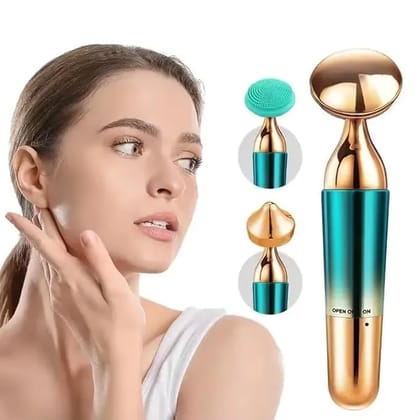3-in-1 electric face massager with gentle vibration for face, neck and eye-area care. Ideal for relaxing daily skincare and beauty routines at home