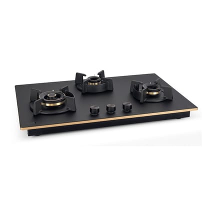3 Burner DFVS Matte Glass Hob Top Triple Ring Full Brass Burners Auto Ignition (BH-1073RCIHTDFTTRMG)