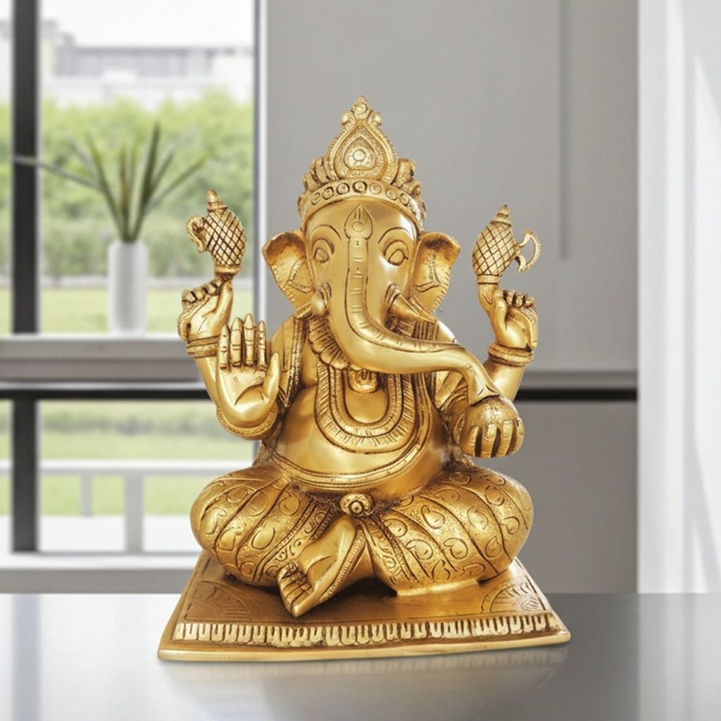 Brass Showpiece Ganesh Ji God Idol Statue (BSMAS1588 F)