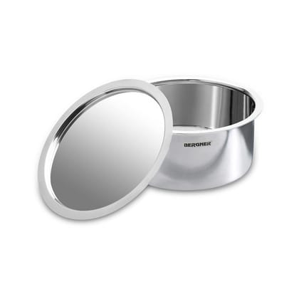Bergner Argent Triply Stainless-Steel Tope/Patilla with Stainless Steel Lid, 16 cm, 1.6 Liters, Induction Base, Silver Bergner Argent Triply Stainless-Steel Tope/Patilla with Stainless Steel Lid, 16 cm, 1.6 Liters, Induction Base, Silver