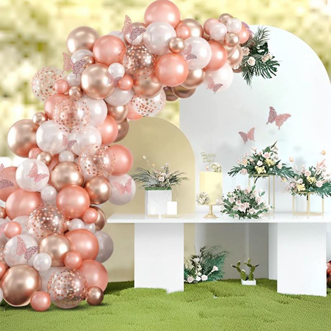 "Rose Gold Birthday Decor Set For Girls - 80PC "
