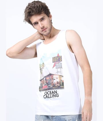 Highlander Men 100% Cotton Slim Fit Printed T-Shirt ( White )