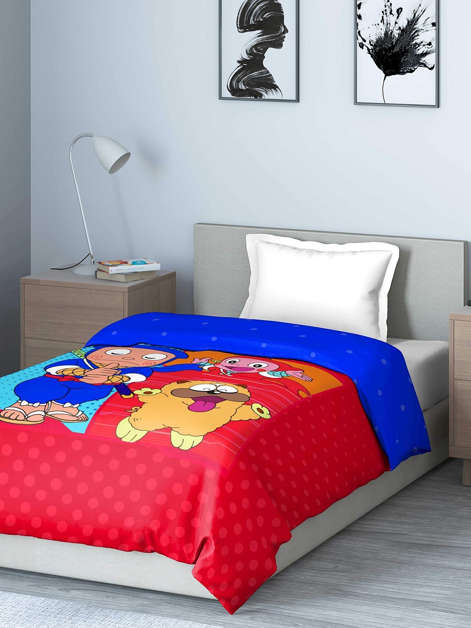 DDECOR - Viacom Collection 100% Cotton Kids & Teens Pattern 150TC Single Quilt|152 CM X 229 CM| - Red