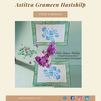 Hand Block–Printed Floral Cotton Placemats 