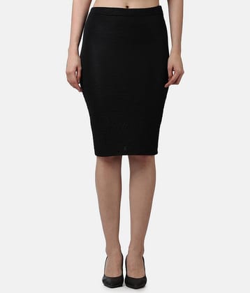 POPWINGS Black Polyester Women's Straight Skirt ( Pack of 1 )