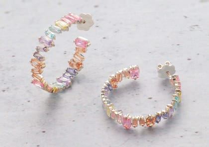 Asymmetrical Hoop Earrings - Multicolour Asymmetrical Hoop Earrings - Multicolour
