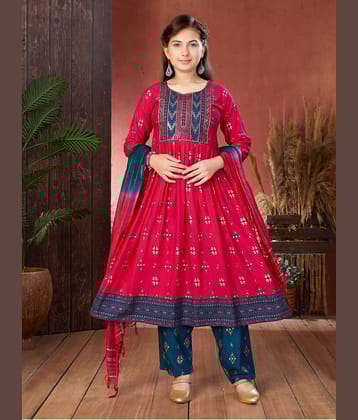 Aarika Girls Rayon Suit Sets ( Pack of 1 , Pink )