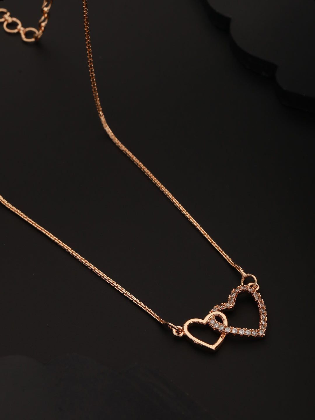 Matt Rose Gold Toned Heart shaped Minimal Chain Necklace