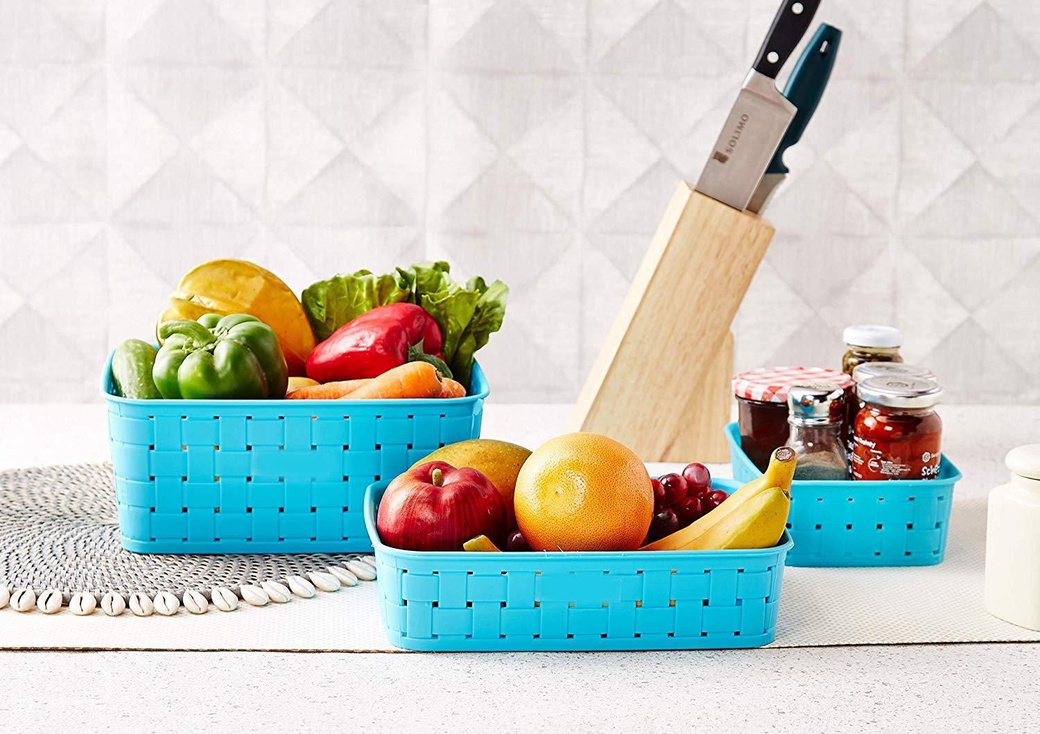 Smart Baskets for Storage(Set of 3) Sky Blue