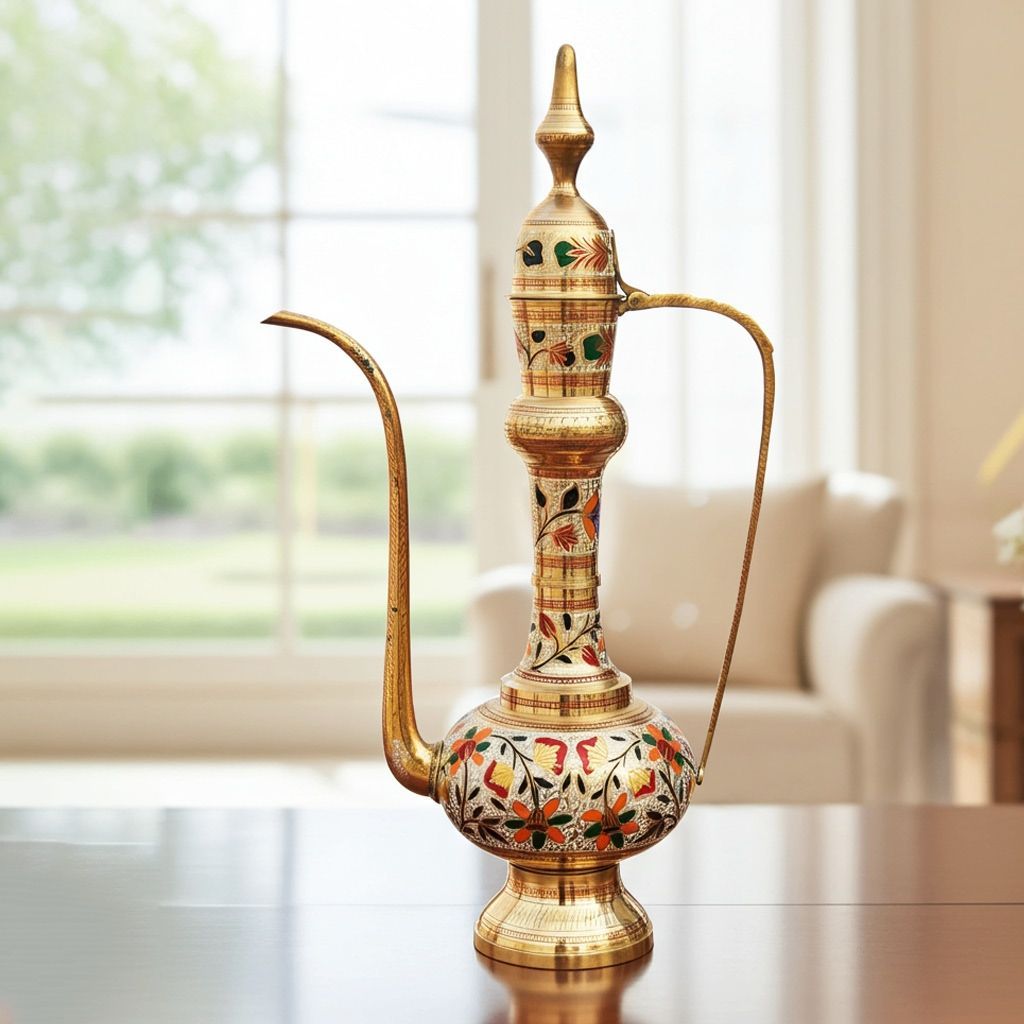 Brass Ornamental Surahi Aftaba � Classic Vintage Showpiece, Height : 36 Inch (FMAS349 B)