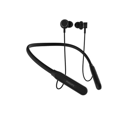 Philips TAN1150BK/94 Wireless Neckband with 60 Hr Playtime, Fast Charging, 13mm Deep Bass Drivers, AI ENC Mic, Multipoint Connectivity, Bluetooth v5.3, IPX5 Water Resistance