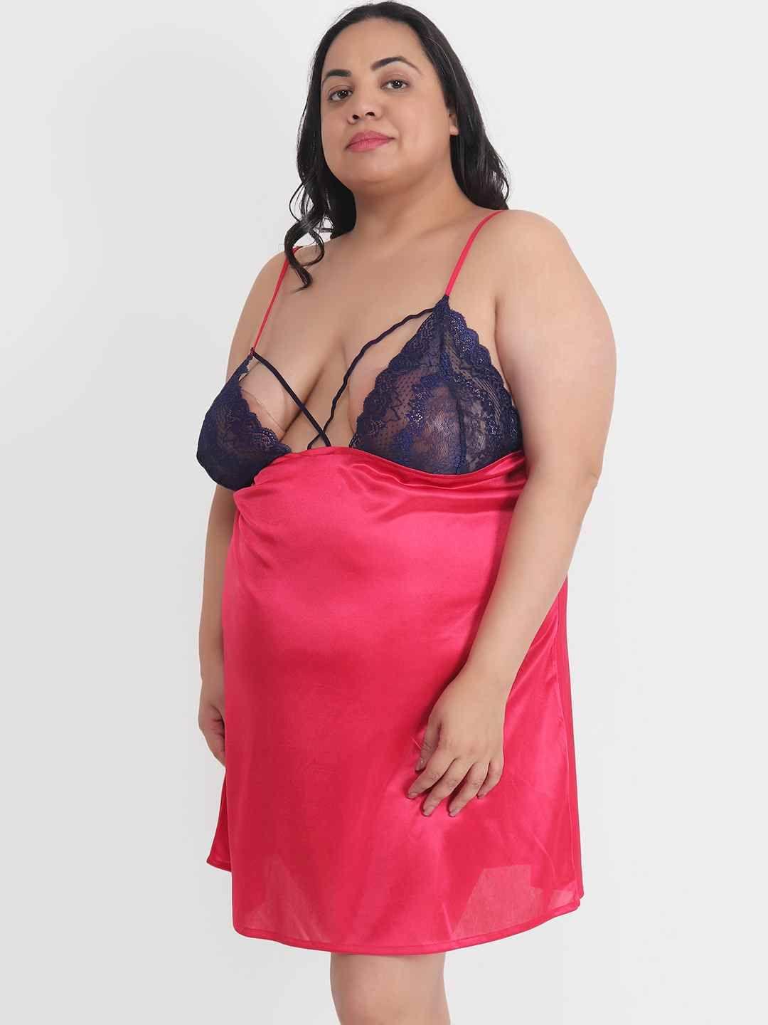 Klamotten Women's Plus Size Sexy Babydoll Dress With Lace for Honeymoon BB39C