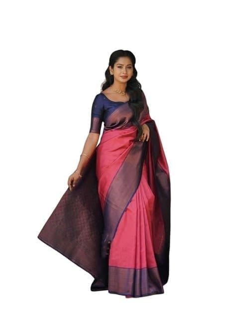 Women's Soft Lichi Silk Printed Saree With Unstitched Blouse 5.5Mtr (Red)-PID63621
