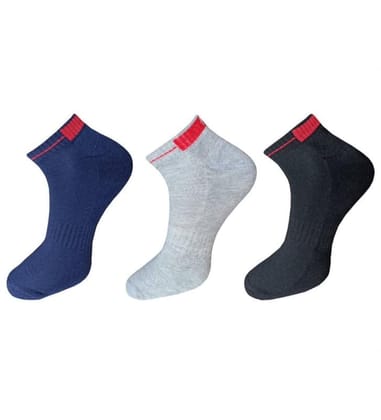 3_Pair Set Unisex Casual Cotton Solid Ankle Length Socks (Multicolor)-PID54110