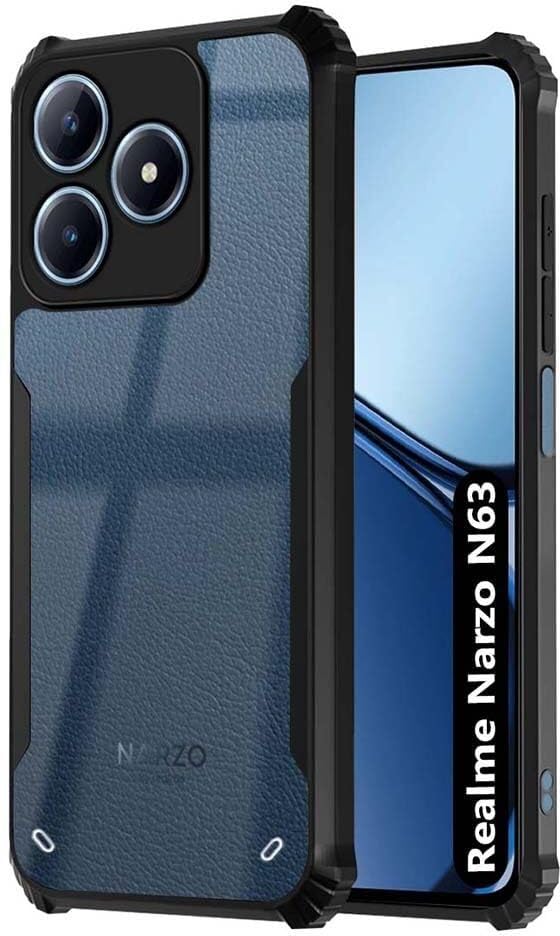 PLUGTECH Slim Shockproof Case | Matte Black Soft | Drop Protection | Precise Cutouts | Premium Mobile Cover for Realme Narzo N63