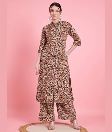 Vbuyz Rayon Printed Kurti With Palazzo Women's Stitched Salwar Suit - Maroon ( Pack of 1 )