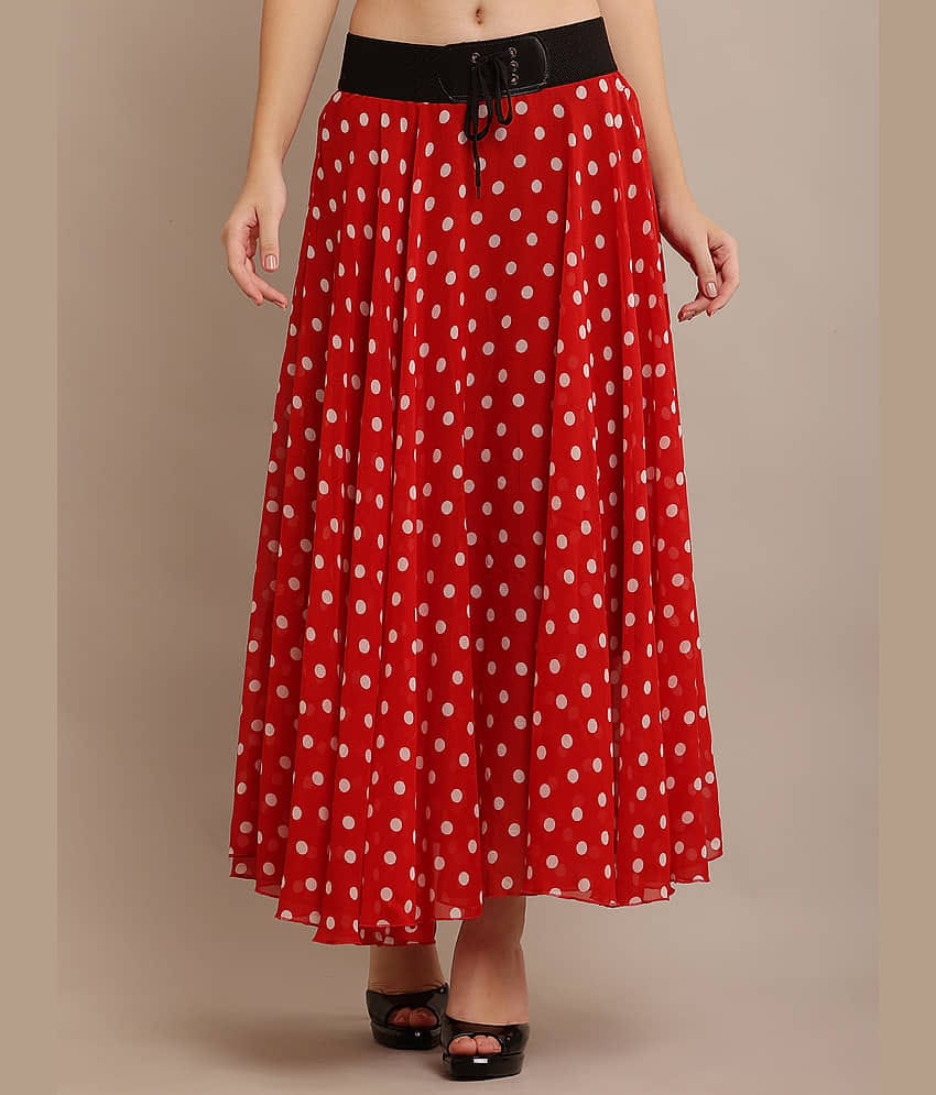 Raabta Fashion Red Georgette Women's Flared Skirt ( Pack of 1 )