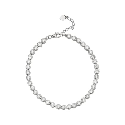 925 Sterling Silver Round Cubic Zirconia Tennis Bracelet for Women | Adjustable Chain | Classic Minimal Jewelry I Weight - 8 g