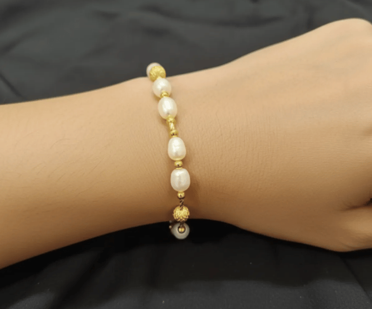 White & Gold Glow Pearl Bracelet For Women