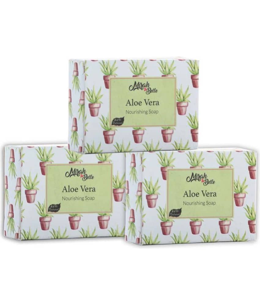 Mirah Belle - Organic Aloe Vera Nourishing Soap 125gm(Pack of 3) - For Acne and Infection Prone, Dehydrated Skin- Handmade Soap 375gm