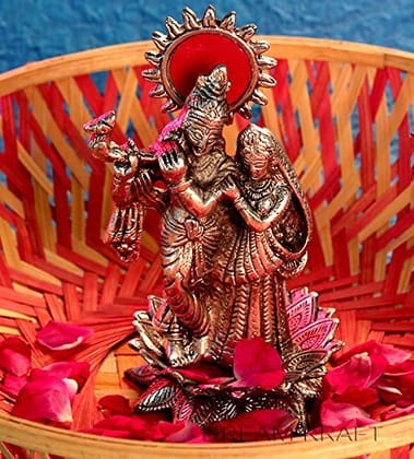 DreamKraft Metal Lord Radha Krishna Idol, Standard, Silver