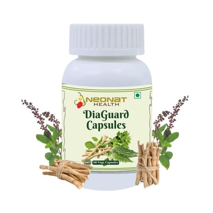 Neonat Health DiaGuard Capsules | Ayurvedic Blend of Karela, Gurmar & Tulsi | Supports Healthy Blood Sugar Levels | Natural & Vegetarian | 60 Capsules Neonat Health DiaGuard Capsules | Ayurvedic Blend of Karela, Gurmar & Tulsi | Supports Healthy Blood Sugar Levels | Natural & Vegetarian | 60 Capsules