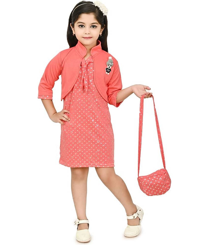 JCT DRESSES Crepe A-line Dress For Girls ( Pack of 1 , Orange )