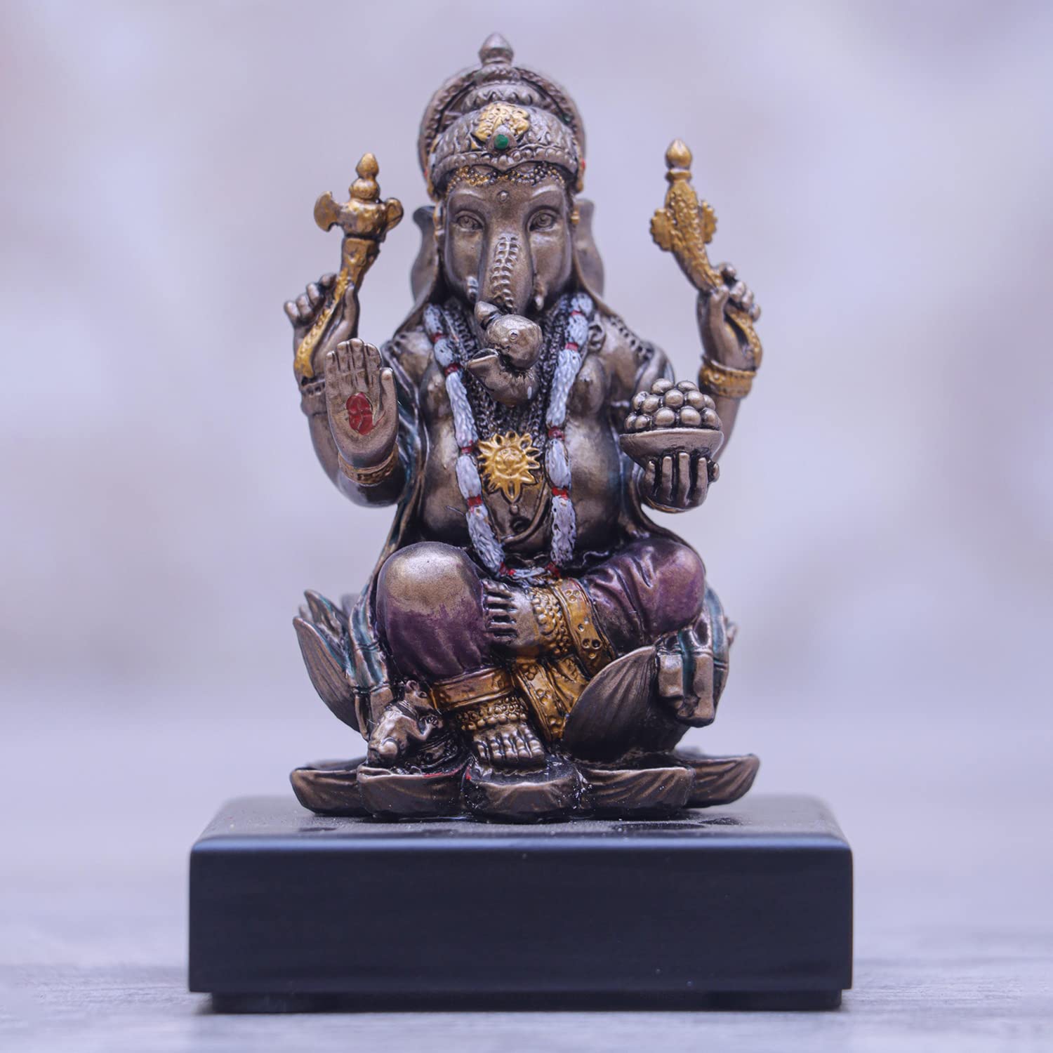 Craftlayout Resin Ganesha Statue with Bronze Finish 4 Inch