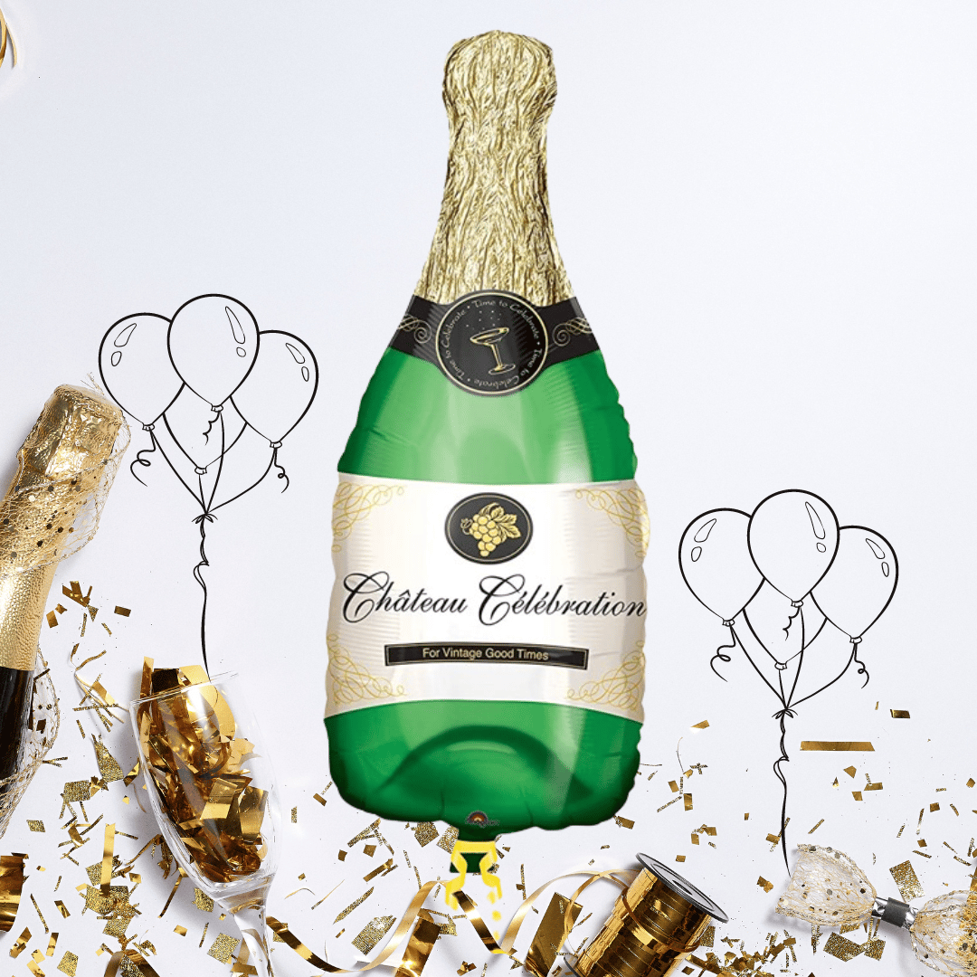 Champagne Bottle Shaped Foil Balloon - Helium Quality - 36 inches - 1PC
