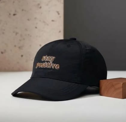Black Cotton Baseball Cap Embroidered For Unisex