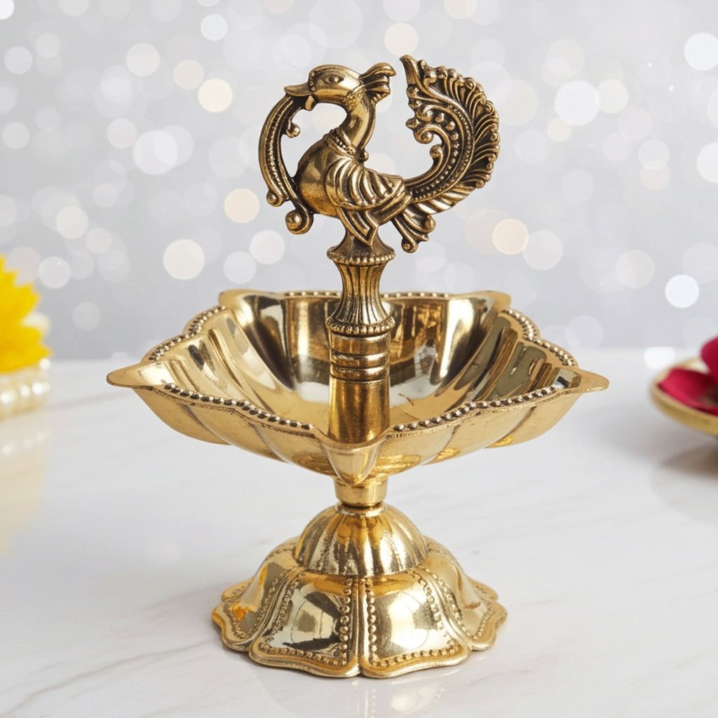 Brass Decorative Brass Murga Deepak No. 4 (FMAS778 E)