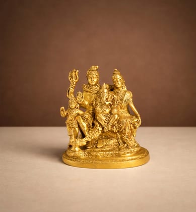 Handcrafted Brass Shiv Parivar Idol – Gold Finish Handcrafted Brass Shiv Parivar Idol – Gold Finish