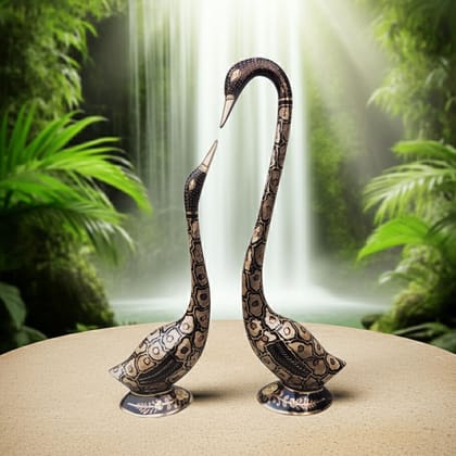 Brass Swan Saras Decorative Showpiece Statue for Home Decor, Height : 14.8 Inch (ANMAS214 D)