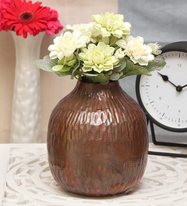 Cocovey Copper Vessel Flower Vase Pack of 1 L 13 x W 13 x H 17 cm