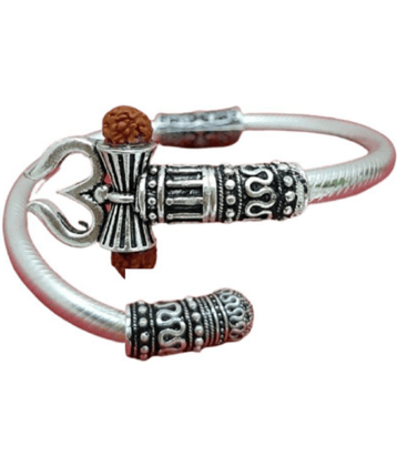 DvR ClicK Rudraksha Trishul Damroo Designer Oxidized Silver Bahubali Kada Kadas Bracelet Cuff Bracelets for Men & Women Boys Bracelet