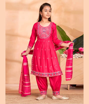 Aarika Girls Cotton Blend Kurti with Salwar ( Pack of 1 , Pink )