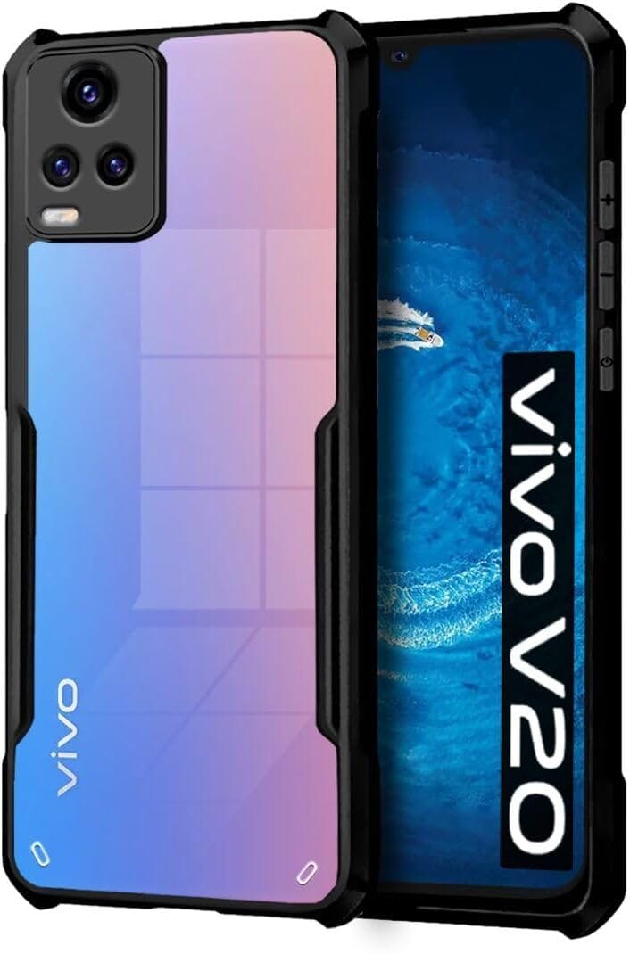 PLUGTECH Slim Shockproof Case | Matte Black Soft | Drop Protection | Precise Cutouts | Premium Mobile Cover for Vivo V20