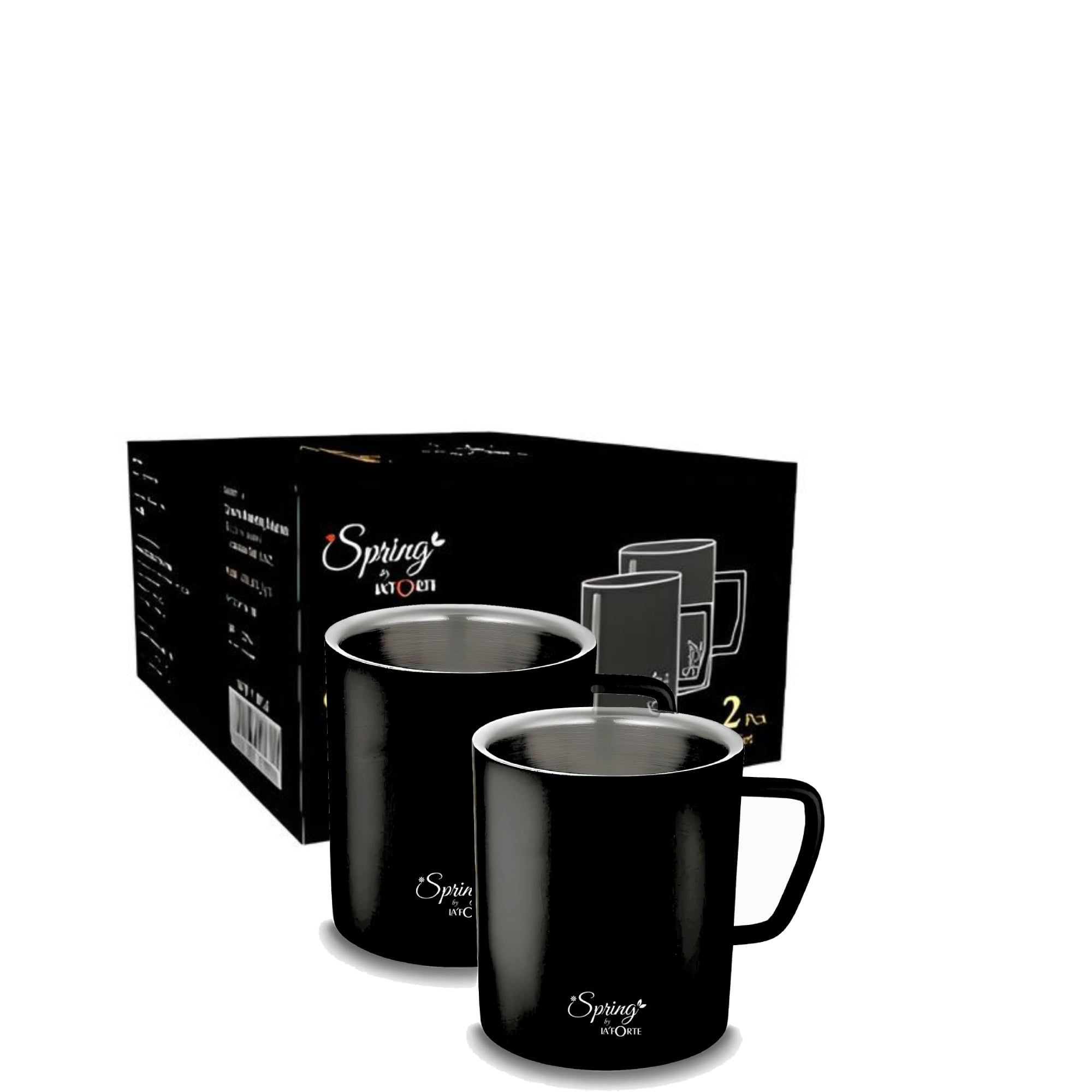 LA'FORTE Premium Double Wall Coffee Mug (Set of 2 Pcs Black)