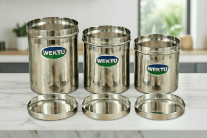 Heavy Duty Stainless Steel Dabba Set for Kitchen - Multi-Purpose Storage Jars (Small, Medium, Large)