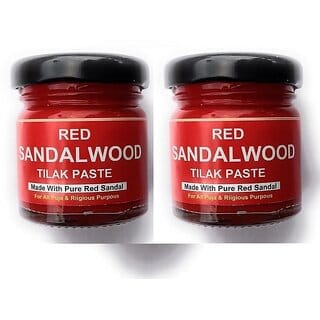 (Pack of 2) SnapSnop Red Sandalwood Paste Tilak Jar 50g, Lal Chandan Tika/Tilak Made with Pure and Rare Red Sandal Wood with Spiritural Mantra.