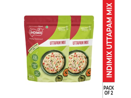 INDIMIX Instant Ready to Cook Uttapam Mix, Ready In 3 Steps, Healthy & Tasty 500g - Pack of 2