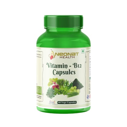 Neonat Health Vitamin B12 Capsules, 100% Natural 60 Veg Capsules Plant Based Supplement with Spirulina and Moringa, Support Energy and Metabolism, For Men and Women, Helps in Red Blood Cell Formation Neonat Health Vitamin B12 Capsules, 100% Natural 60 Veg Capsules Plant Based Supplement with Spirulina and Moringa, Support Energy and Metabolism, For Men and Women, Helps in Red Blood Cell Formation