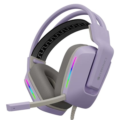 ZEBRONICS Havoc Premium Gaming Over Ear Wired Headphone with Dolby Atmos Subscription, 50mm Neodymium Drivers, Extra Soft Ear Cushion, Suspension Headband,Braided Cable (Purple) ZEBRONICS Havoc Premium Gaming Over Ear Wired Headphone with Dolby Atmos Sub