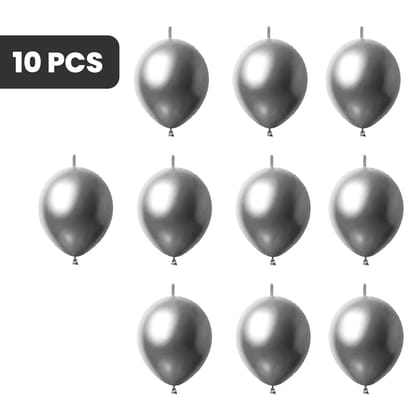 12" Linking Balloon Metallic Silver - 10PC