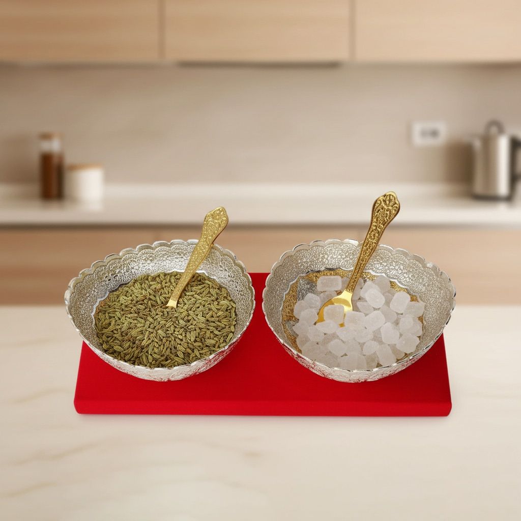 Brass 2 Bowl Set With Velvet Box (BMAS150)