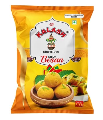 Kalash 100% Chana Dal Fine Besan, Gram Flour, 500gm Kalash 100% Chana Dal Fine Besan, Gram Flour, 500gm