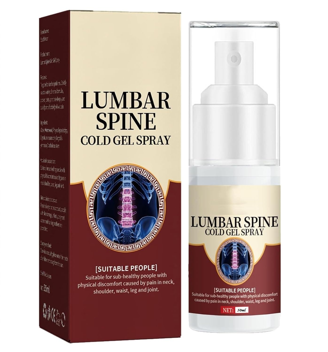 ELAHE Japanese Herbal Lumbar Spine Cold Gel Spray | Cooling Relief for Lower Back, Waist, Neck, Joint & Muscle Pain | Non-Greasy Fast Absorbing Formula | Portable Spray for Men & Women