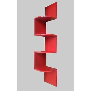 Onlinecraft Wooden Wall Self Wooden Wall Shelf (Number Of Shelves - 9, Red)